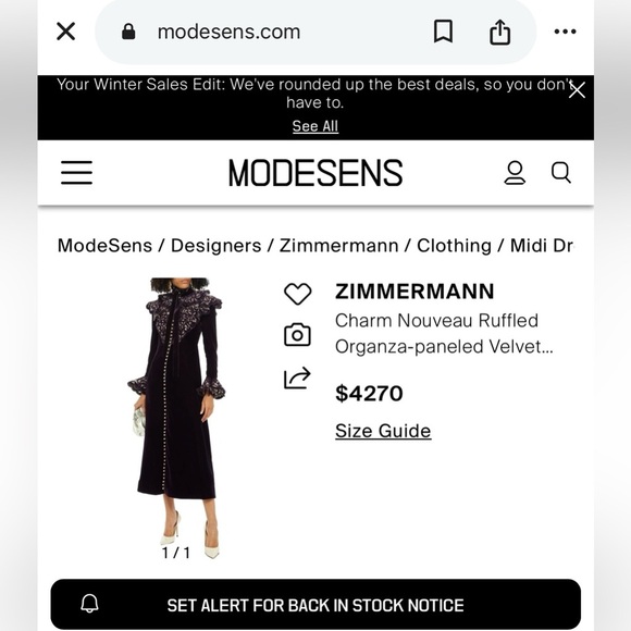 SUPER RARE Zimmermann Charm Nouveau Ruffled Organza Purple Velvet Dress Size 0 - Picture 4 of 13